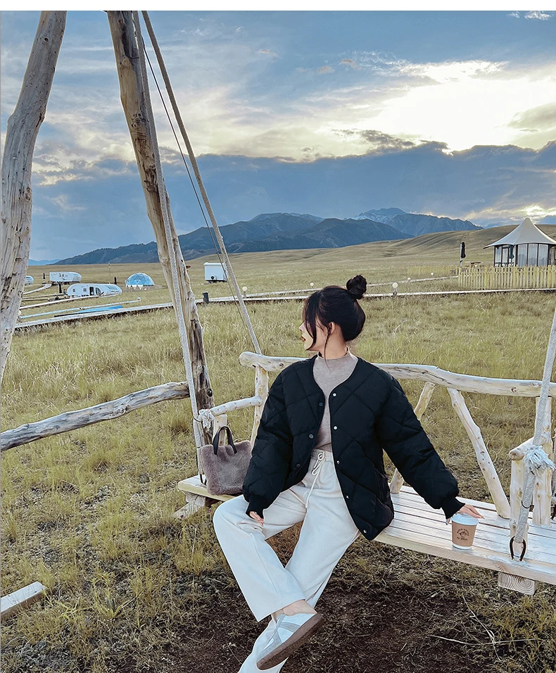 Куртка женская стеганая на пуговицах уличная одежда оверсайз тонкая популярная