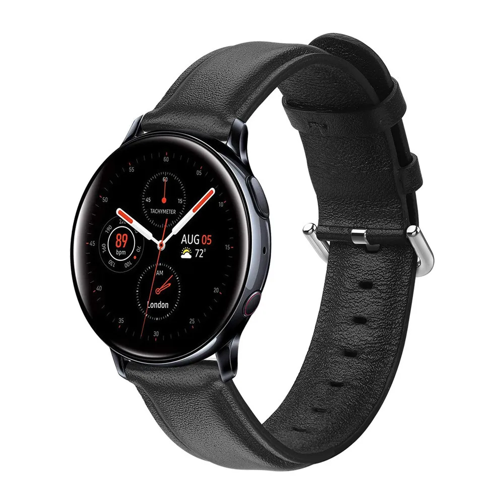 20mm Genuine Leather Strap for Samsung Galaxy watch 4/classic/5/5 pro/Active 2 40mm 44mm Bracelet Wristband For Amazfit GTS 3 4