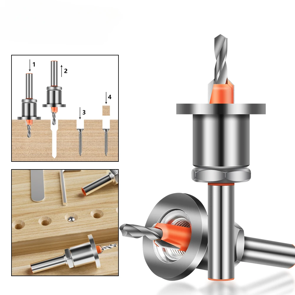 

8mm Shank Adjustable Countersink Woodworking Router Core Limiter Alloy Drill Bits Wood Drilling Milling Cutter Screw 3mm 4mm New