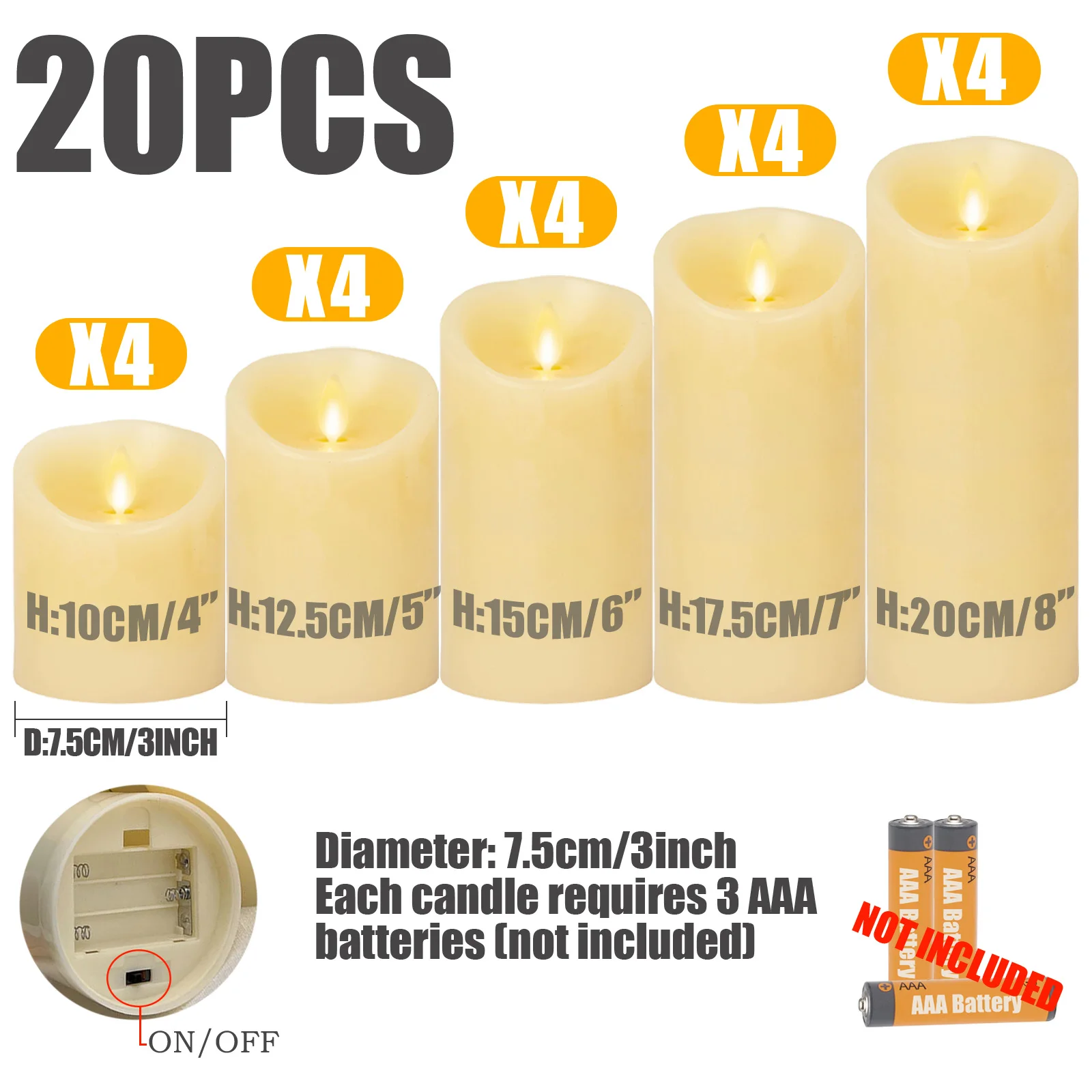 

Светодиодные свечи 7,5 см, набор из 100-6 штук