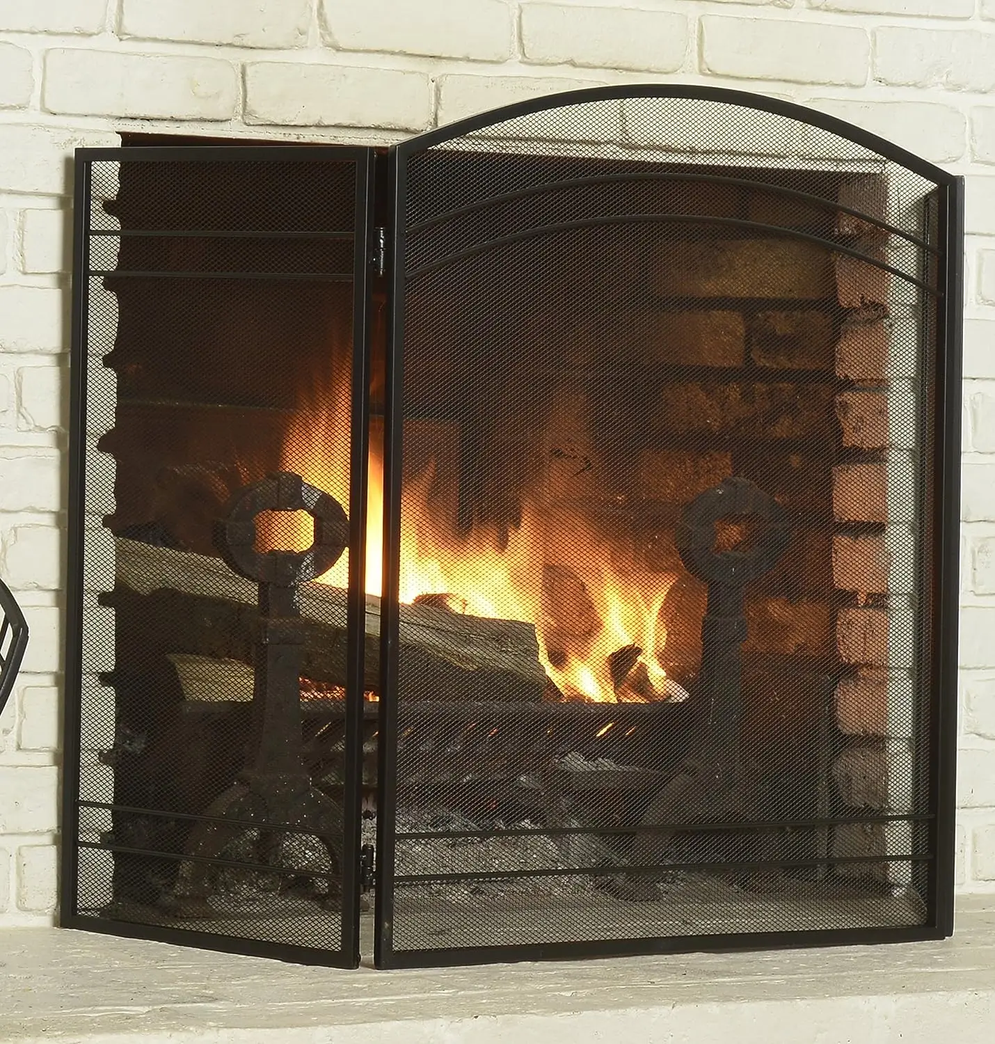 

Classic Fireplace Metal Screen Hearth Accessory, Black