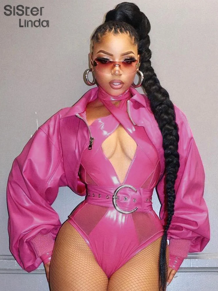 

Женская кожаная куртка Sisterlinda, универсальный топ на молнии с длинным рукавом, короткое пальто из искусственной кожи, уличная одежда для осени, 2023