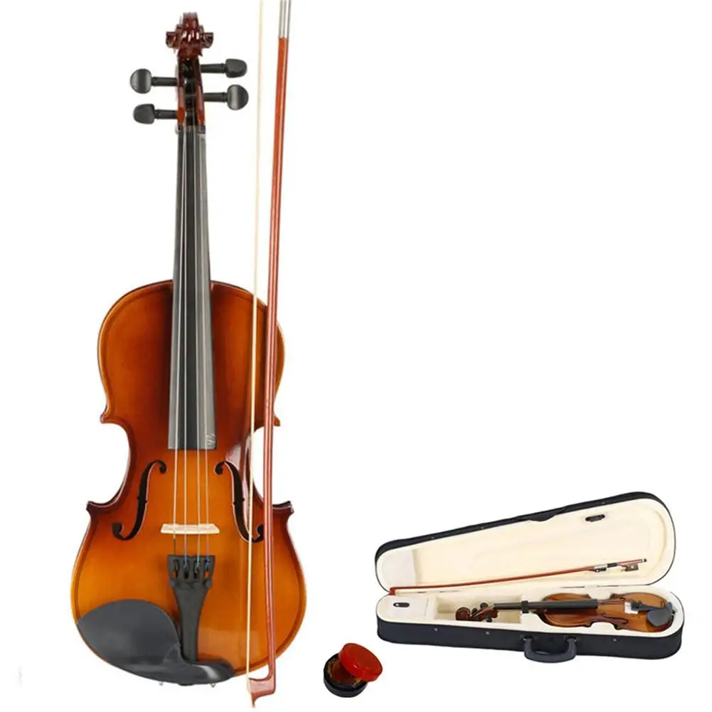 3/4 Acoustic Violin With Box Bow Rosin Natural Violin Musical Instruments Children Birthday Present