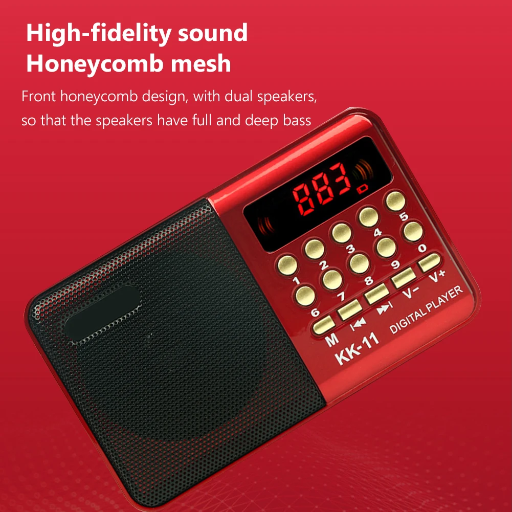 K11 Mini Portable Radio Gift For the Elderly Handheld Fm Usb Tf Mp3 Player Speaker 8000 Songs Rechargeable Digital FM Radio