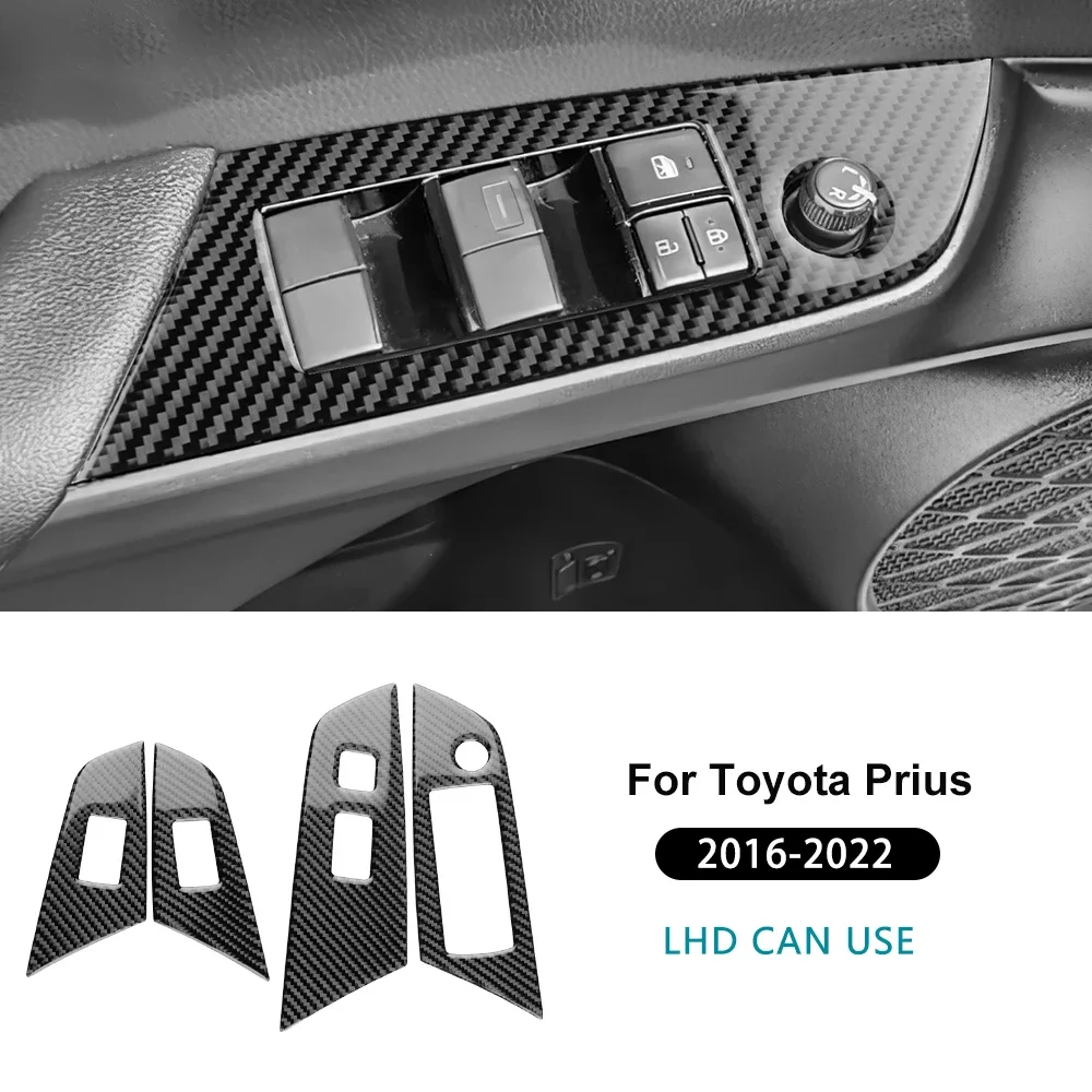

Настоящий мягкий карбон для Toyota Prius 2016 2017 2018 2019 2020 2021 2022 LHD RHD кнопка стеклоподъемника автомобиля переключатель панель отделка волокно