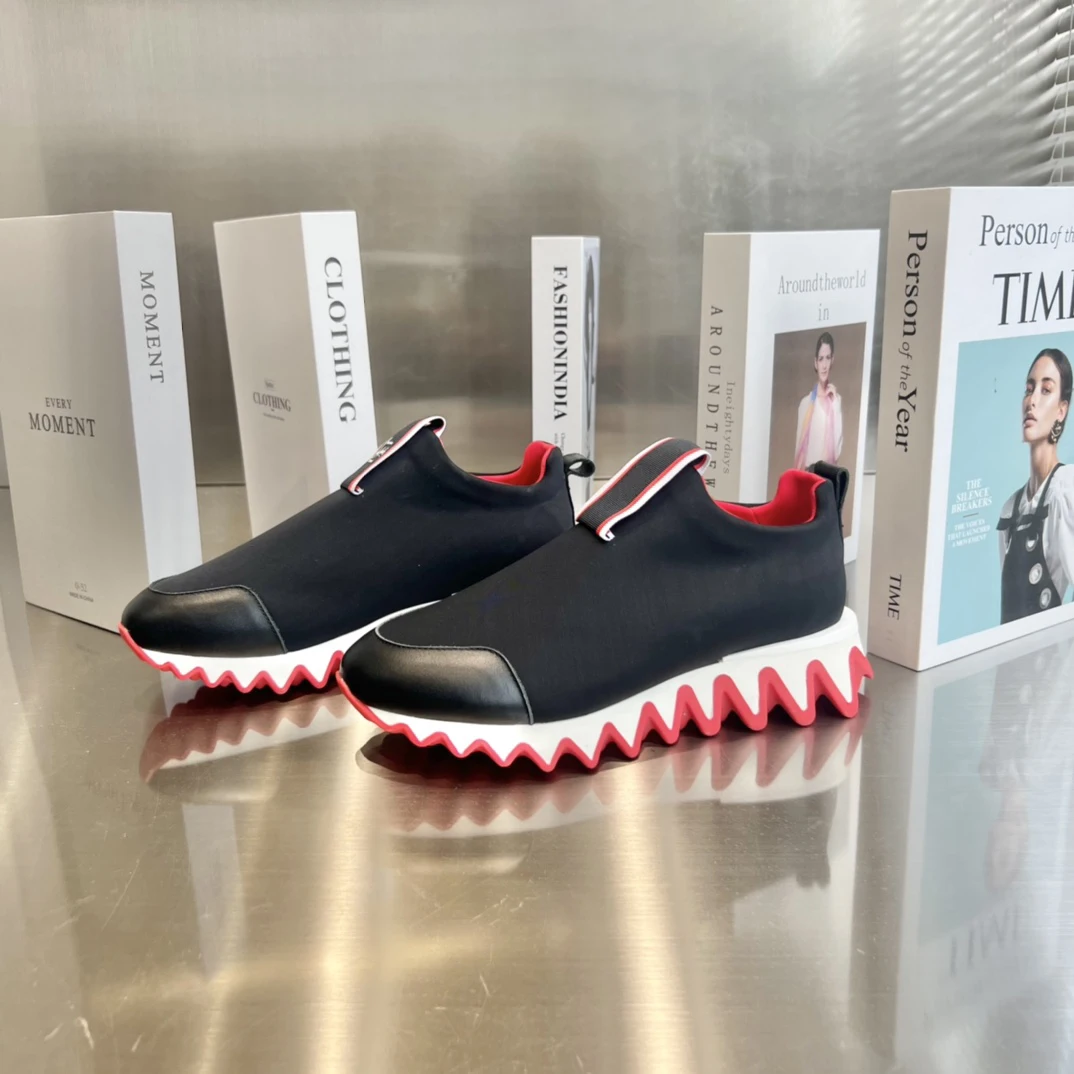 

Top Quality Red Sole Womens Trendy Casual Shoes 35-48 Luxury Mens Real Leather Sneakers Designr Couple Rock Tide Shoes HJ1043