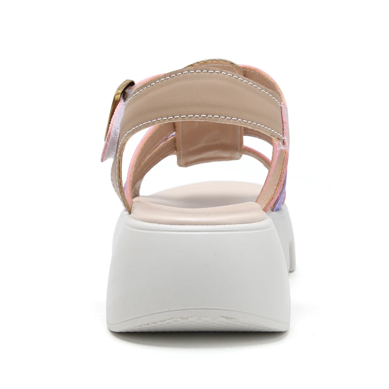 Women's Sandals Leather Fabric Thick Sole Sandals Women's Beach Shoes Summer Shoes 2023 New Casual Sandals Summer Shoes