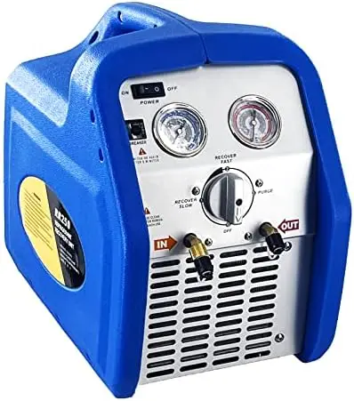 

Single Cylinder Refrigerant Recovery Machine, 110V-120V 60Hz Portable Oil-less Freon Recycling Unit for Both Liquid and Vapor Re