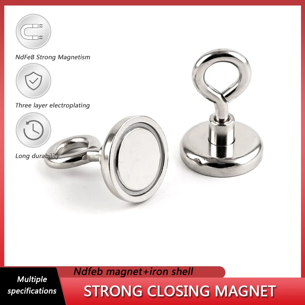 D48 D60 NdFeB прочный магнитный крюк Круглый закрытый фотоприсоска для рыбалки с