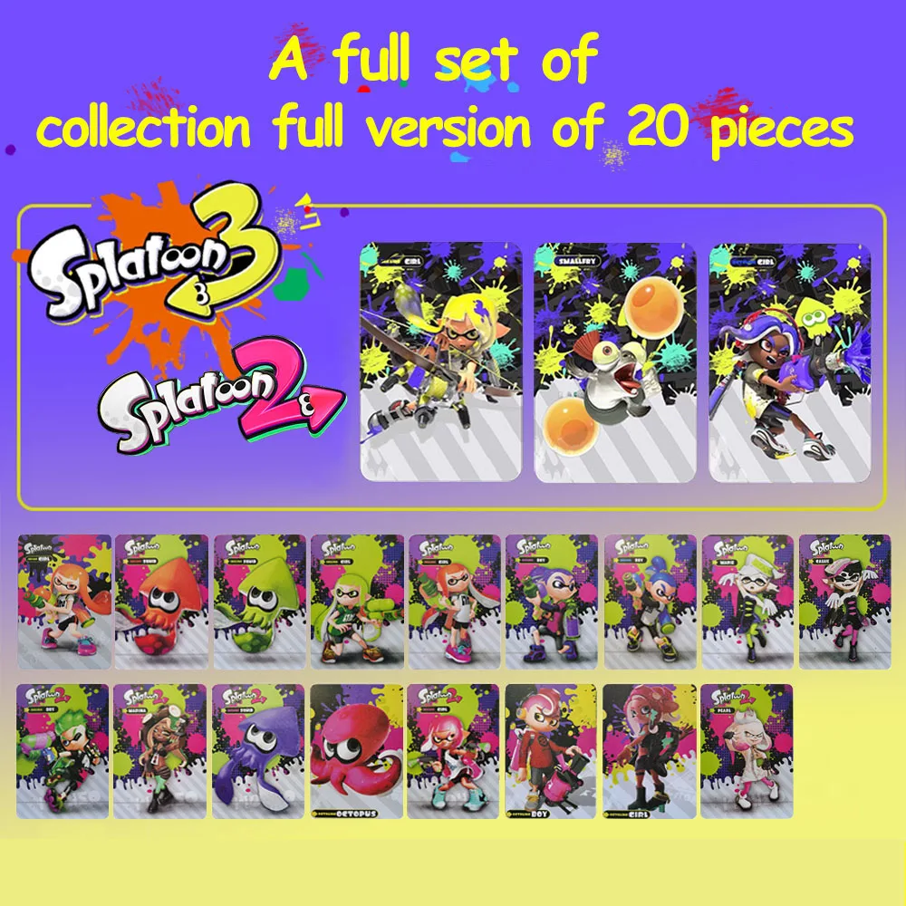 

20pcs Splatoon 3 2 1 Universal Card Jet Crossover Card NFC card Game Card For NS Switch WiiU 3DS