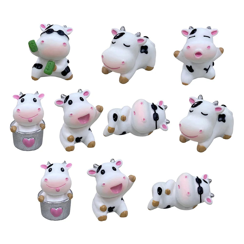 

Cow Car Figurines Figurine Miniature Decor Year Ox Resin New Animals Accessory Animal Microlandscape Decoration Figure Statue