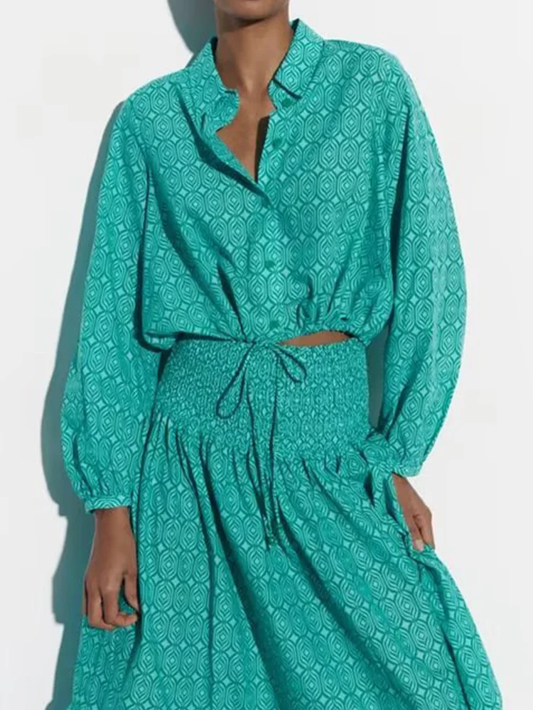 

Женские летние блузки, рубашки, топы, модные однобортные топы с принтом и бантом из поплина, женские повседневные Элегантные Топы, одежда, 2023