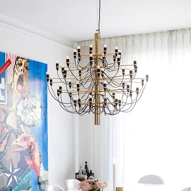 

Modern minimalist and fashionable high-end villas with hanging lights in staircases guest restaurants and restaurants