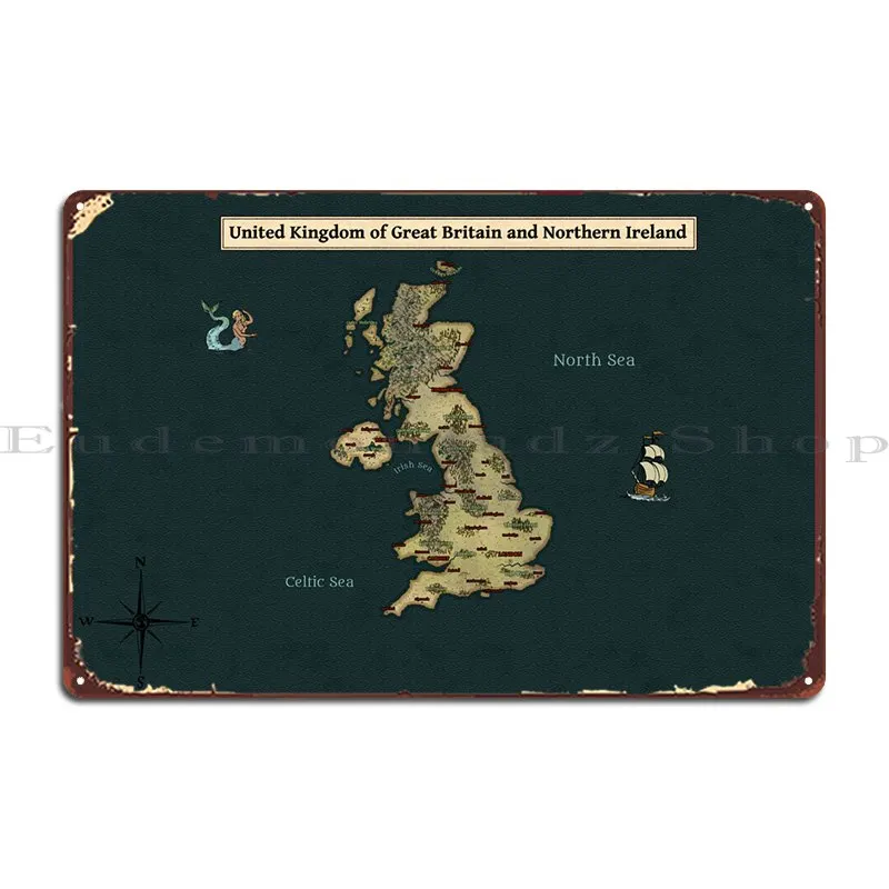 

United Kingdom Metal Plaque Poster Rusty Wall Decor Create Designer Cinema Tin Sign Poster
