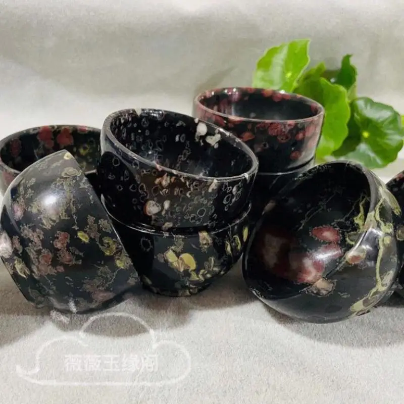 

Genuine Jade Teacups Natural Magnetic Stone Health Gongfu Teaware Chinese Tea Ceremony Plum Blossom Jades Cups Kung Fu Teaset