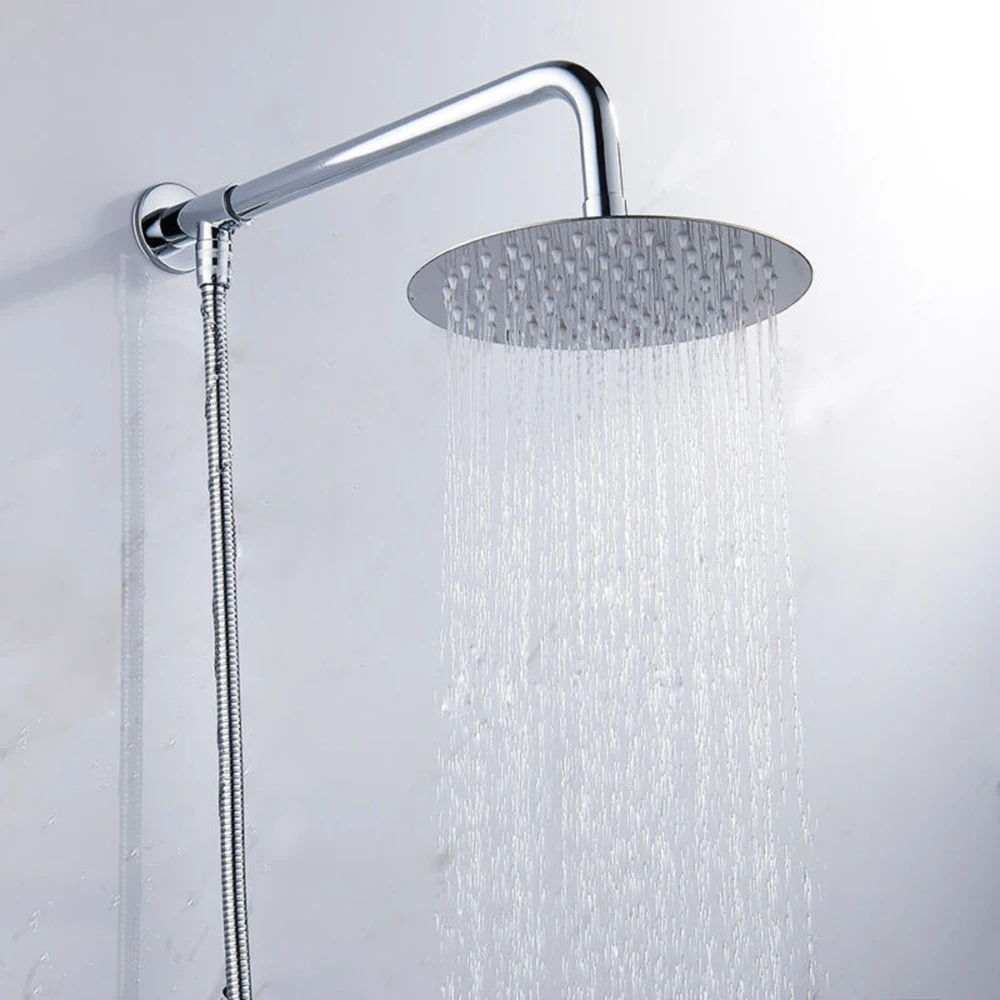 

Fashion New Useful Shower Head Chrome Overhead Rainfall Round Silver Square Stainless Steel 8 inch Ease of use