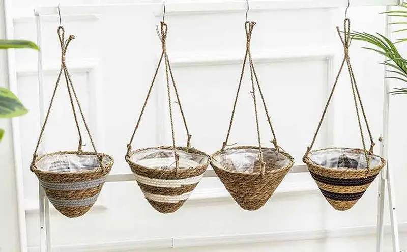 

Hang Plant Pot Rattan Planter Triangle Baskets Wall Decor For Indoor Outdoor Plants Perfect For Flower Room Home Decor Supplies
