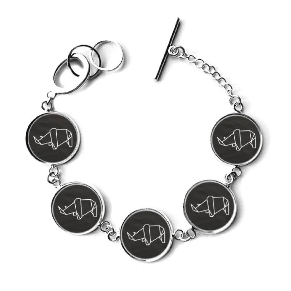 

Origa Rhinoceros Geometric Shape Bracelet Chain Charm Bangle Jewelry