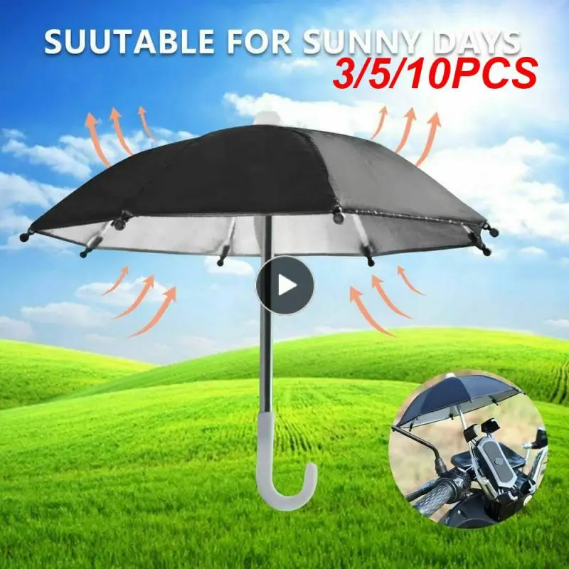 

3/5/10PCS Anti-uv Rain-proof Polyester Mobile Phone Umbrella Ultraviolet Rays Block Silver Dumb Rubber Mini Sunshade Umbrella