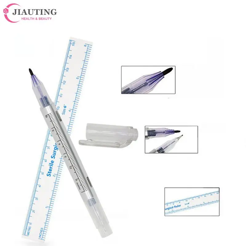 

Белый хирургический маркер для татуажа бровей и кожи, инструмент, маркер для татуажа, ручка с измерительной линейкой, аксессуары для микроб...