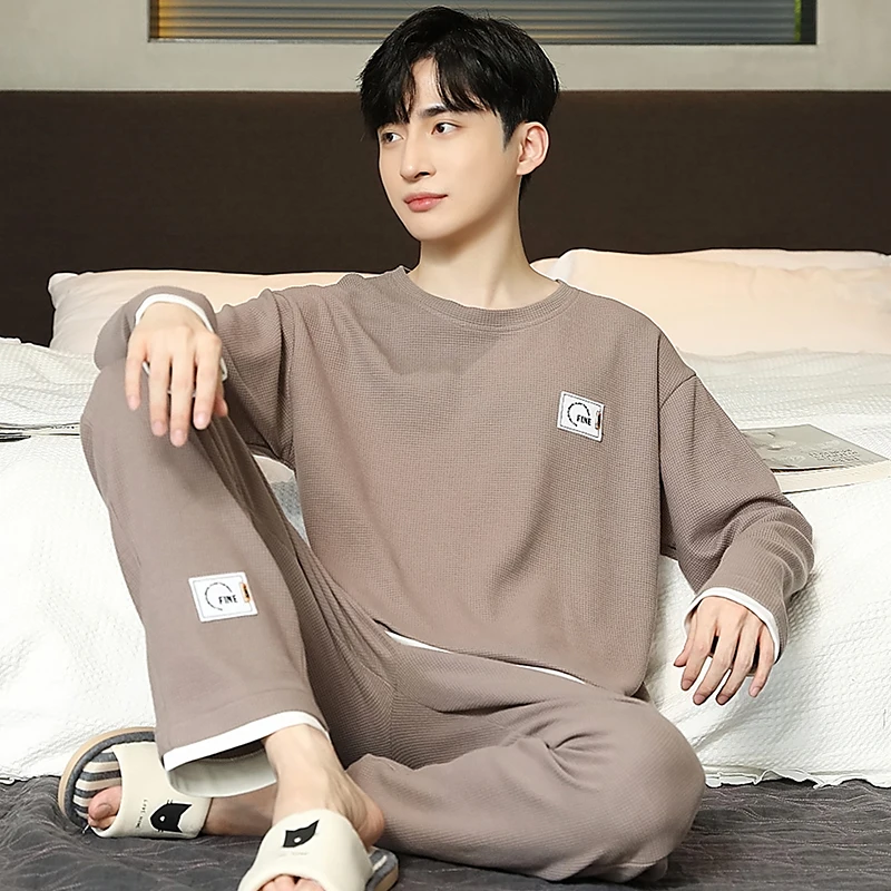 QUHENG 2022 Newest Men's Pajamas Set for Long Sleeve Pants Sleepwear Male Homewear Lounge Wear Clothes  Home Clothing Nightgown
