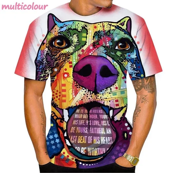 

2023 Men's and Women's Pet Bulldog Animal Pattern Printed T-Shirt Fashion Funny American Bully Dog 3D Printed T-Shirt Casual Top