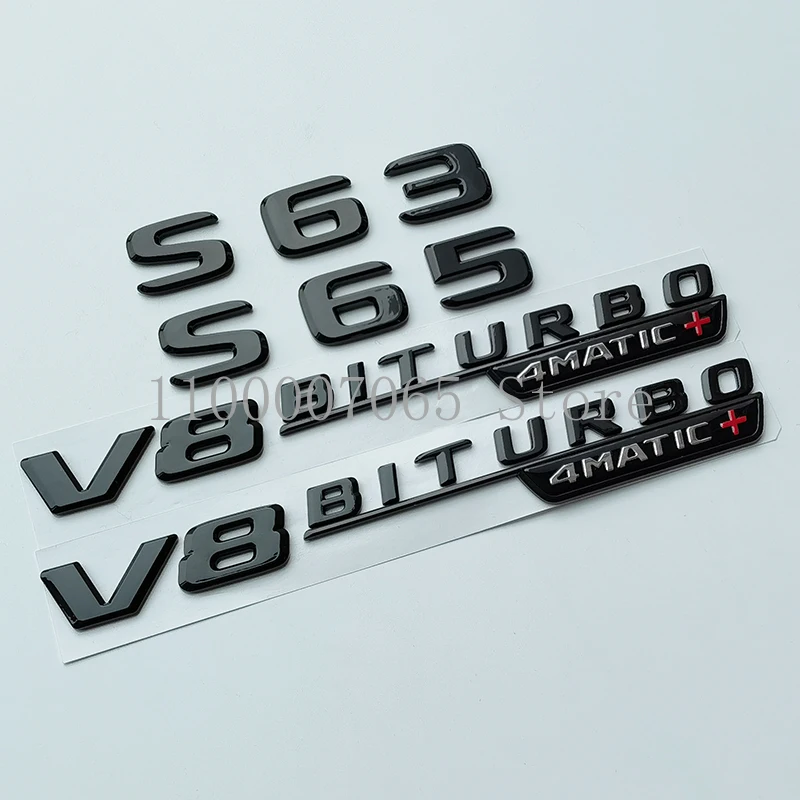 2017 глянцевые черные буквы S63 S63L S65L V8 Biturbo 4matic + Эмблема для Mercedes Benz AMG автомобильный