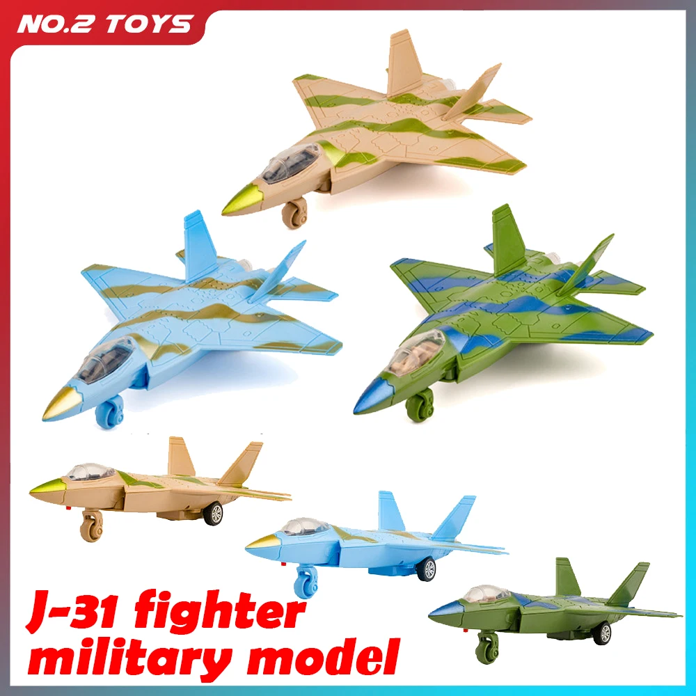 

J-31 Fighter Military Model Simulation Inertial model aircraft combat helicopter Camo Color airplane Model Plane Gifts for Kids