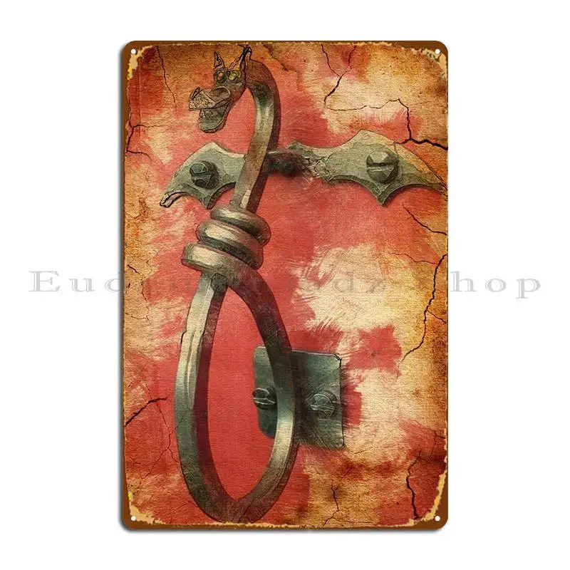 

Dragon Handle Door Metal Plaque Rusty Cinema Wall Decor Designing Cinema Tin Sign Poster