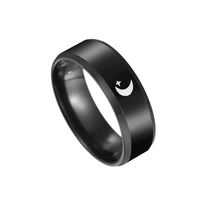 stainless steel black 8mm ring couple moon ring anniversary gift