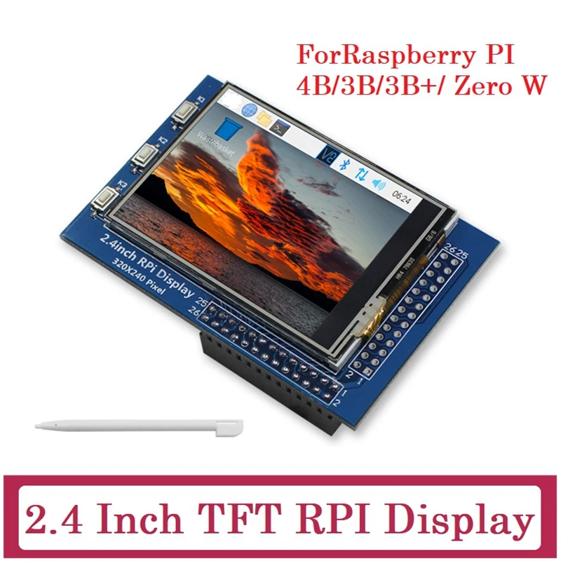 

2.4Inch RPI Display For Raspberry Pi 4B/3B/3B+/ Zero W Resistive Touch Screen Capacitive Monitor 320X240 With Touch Pen