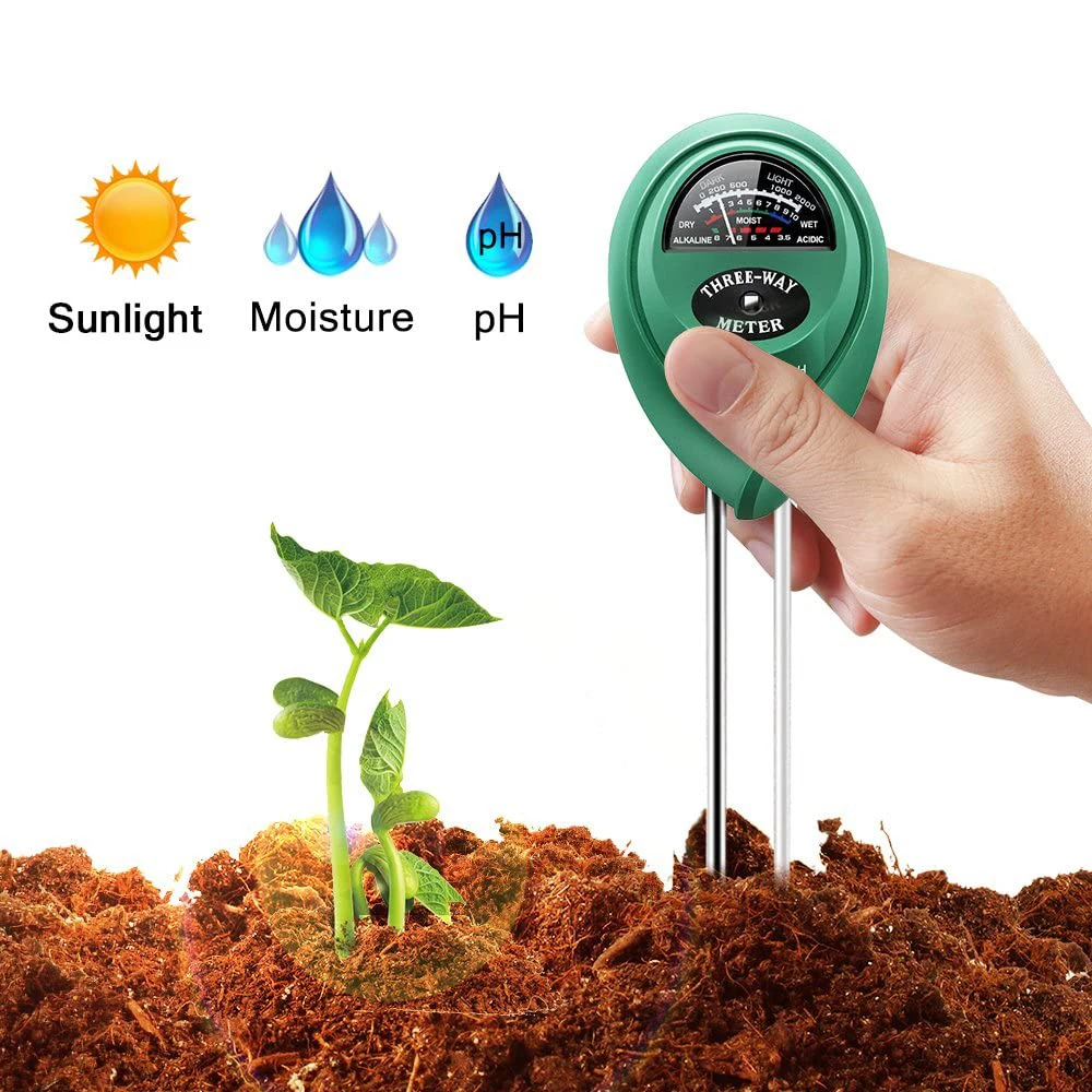 

3 in1 Moisture Sunlight PH Meter Soil Water Acidity Humidity Light Garden Plants Flowers Moist Testing Instrument Garden Tool