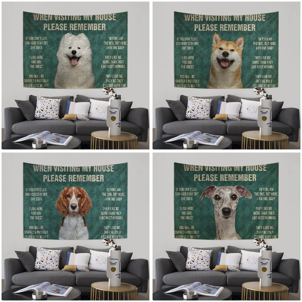 Пожалуйста помни Правила дома собак большой настенный гобелен с принтом