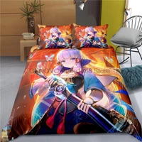 indecor genshin impact keqing duvet cover pillowcase bedding set single twin full size for kids adults bedroom decor