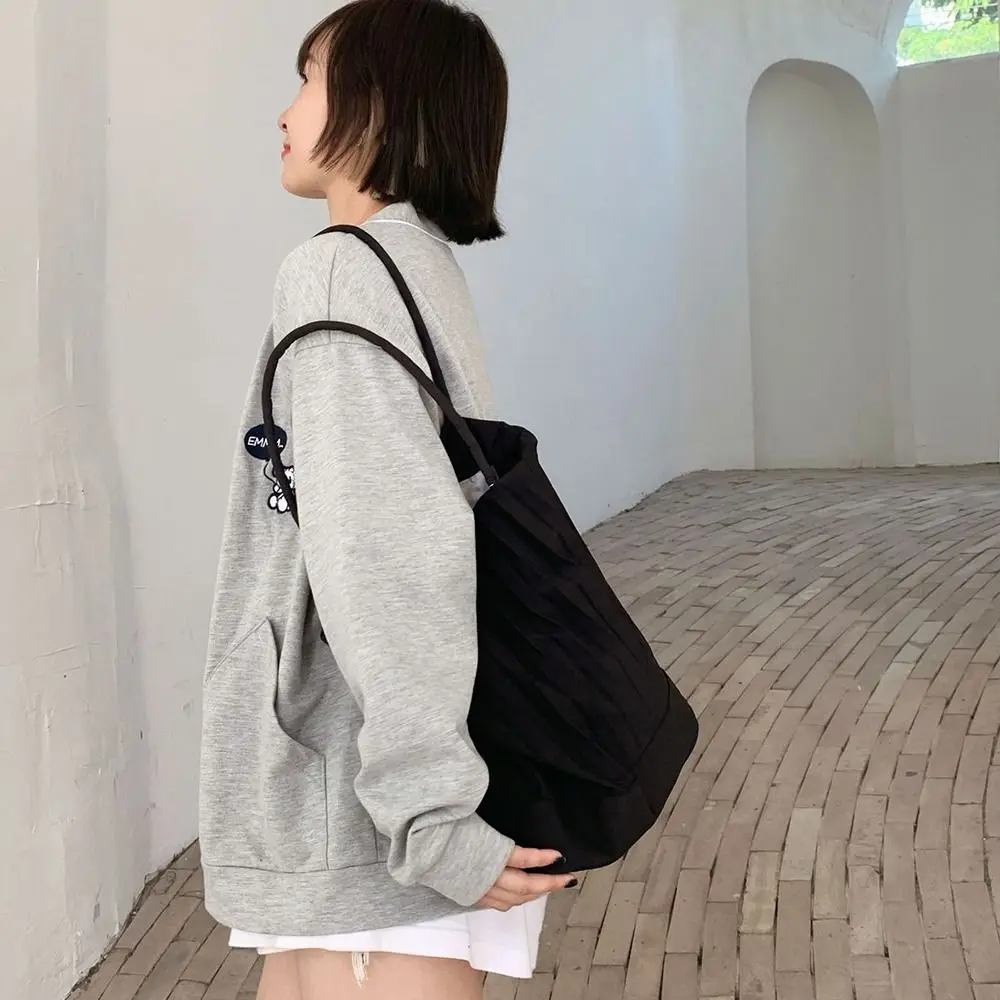 Милая плиссированная сумка-мешок в Корейском стиле однотонная шелковая