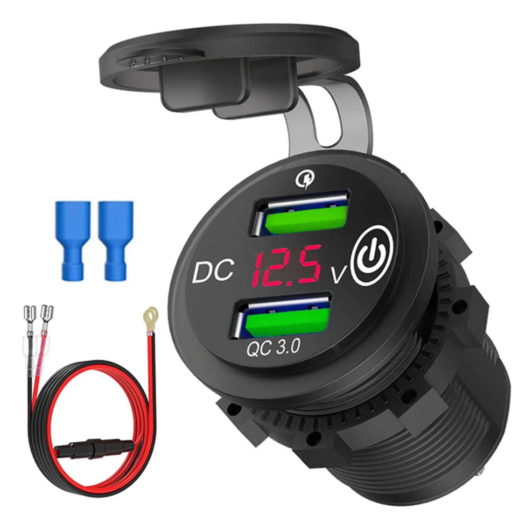 

Автомобильное зарядное USB-устройство с двумя портами QC3.0, 12 В/24 В