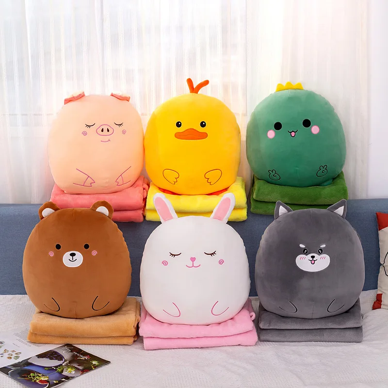 

Cute Pillows Plush Gift Cartoon Summer Cool Quilt Pillow Blanket Two In One Air Conditioner Car Pillow Office Chair Cushions