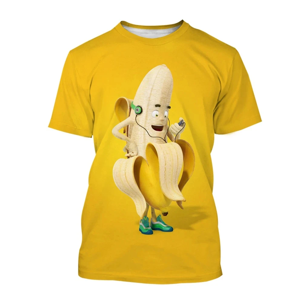 

Summer Men and Woman T-shirt Banana Fruit Cartoon 3D Printing O-neck Tees Unisex Fashion Casual Oversized Short sleeved XXS-6XL