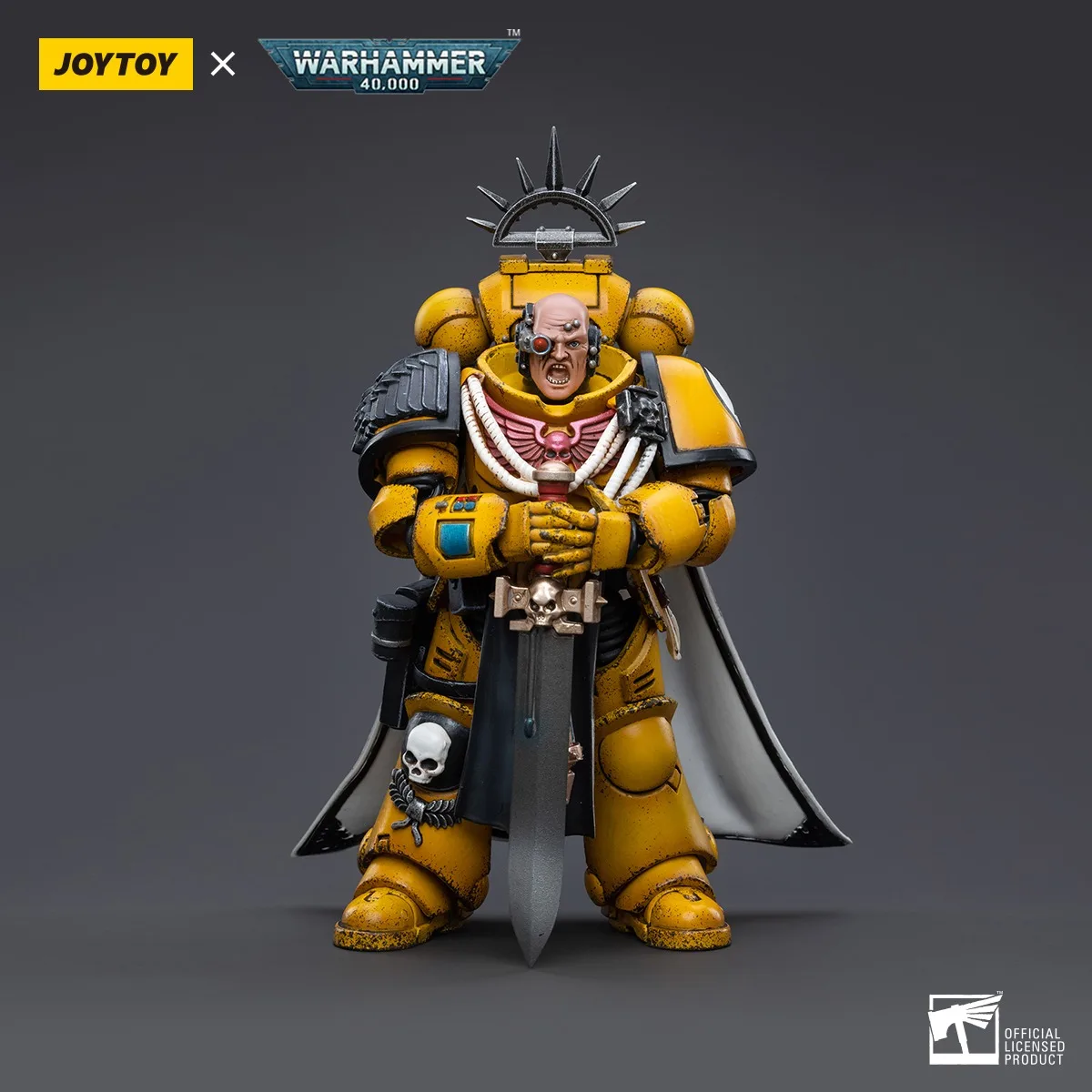 Фото Фигурки JOYTOY Warhammer 40K, 1/18, имперские кулаки, модель капитана Primaris, игрушка, подарки для мальчиков, 3,75 дюйма №1