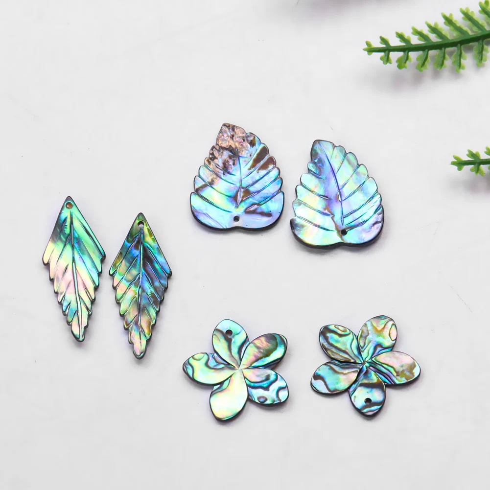 

2pcs Natural Abalone Shell Cameo Leaf Charms Rhombus Heart Leaves Flower Paua Pendant DIY Jewelry Making Earrings Dangle Finding