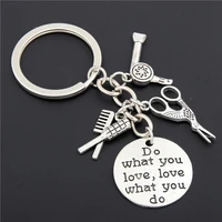 hot sale new 2022 fashion do what you love keychain comb scissors hair dryer personality creative key ring