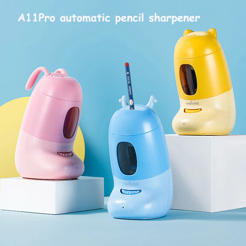 Tenwin A11Pro Automatic Pencil Sharpener Pro Cute Boots Style High Capacity Battery School Pencil Sharpener Electric Automatic