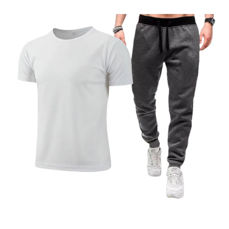 2023 summer new men's short-sleeved suit men's high-quality cotton short-sleeved + thin casual pants 2-piece suit men's casual s