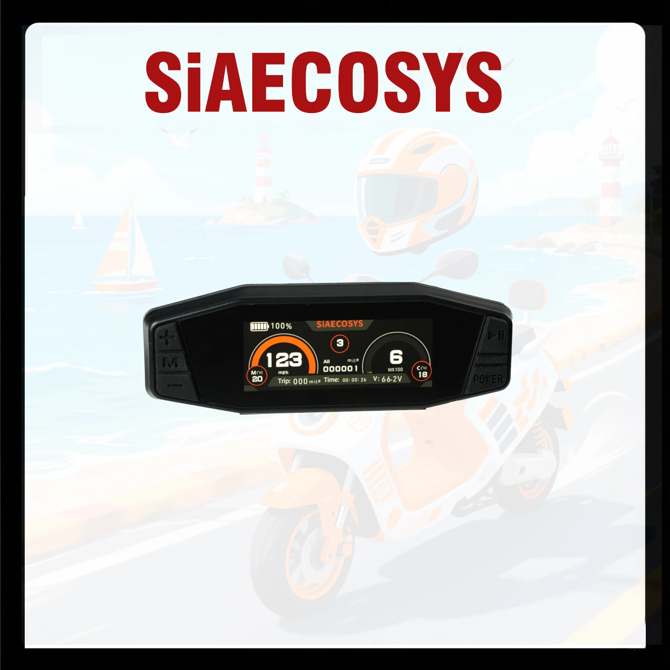 

3,13-дюймовый TFT SCJ313, спидометр CAN BUS и однолинейный протокол для электрического мотоцикла, регулируемый дисплей с большим датчиком