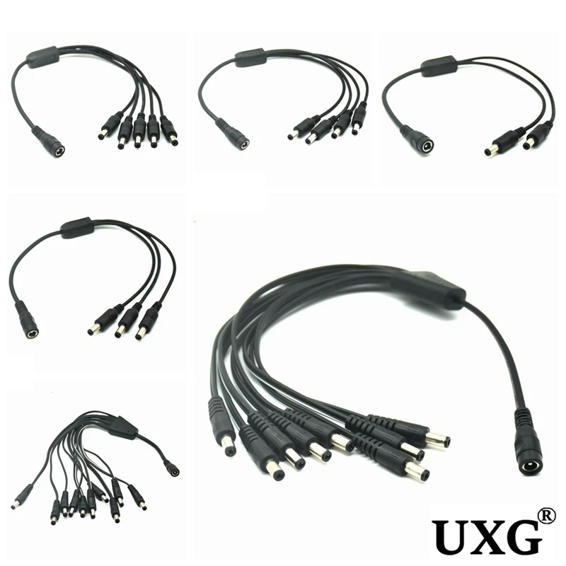 

DC 5.5mm Jack Power Female Barrel To 2 1 To 3 4 5 8 10 Male Plug Barrel Connector Splitter Power Cable For LED Light Controller