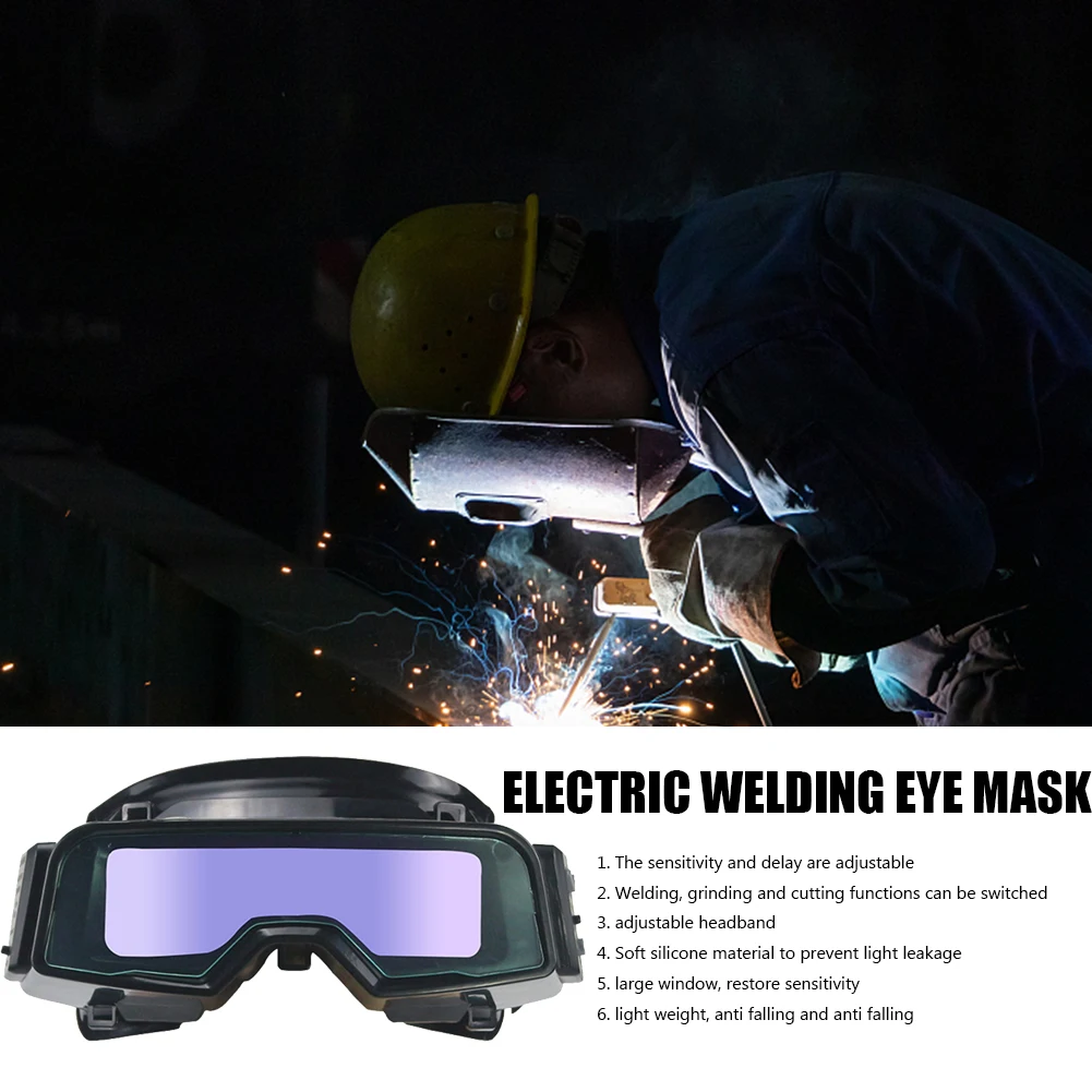 

Automatic Dimming Welding Glasses Professional Head Mounted Arc Welding Auto Darkening Eyes Shield Eye Protection Goggles