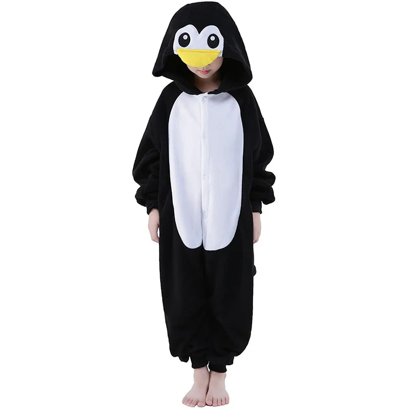 Family Kigurumi Pajamas Black Penguin Animal Onesie Cosplay Costume Pajamas For Babies Kids and Adults