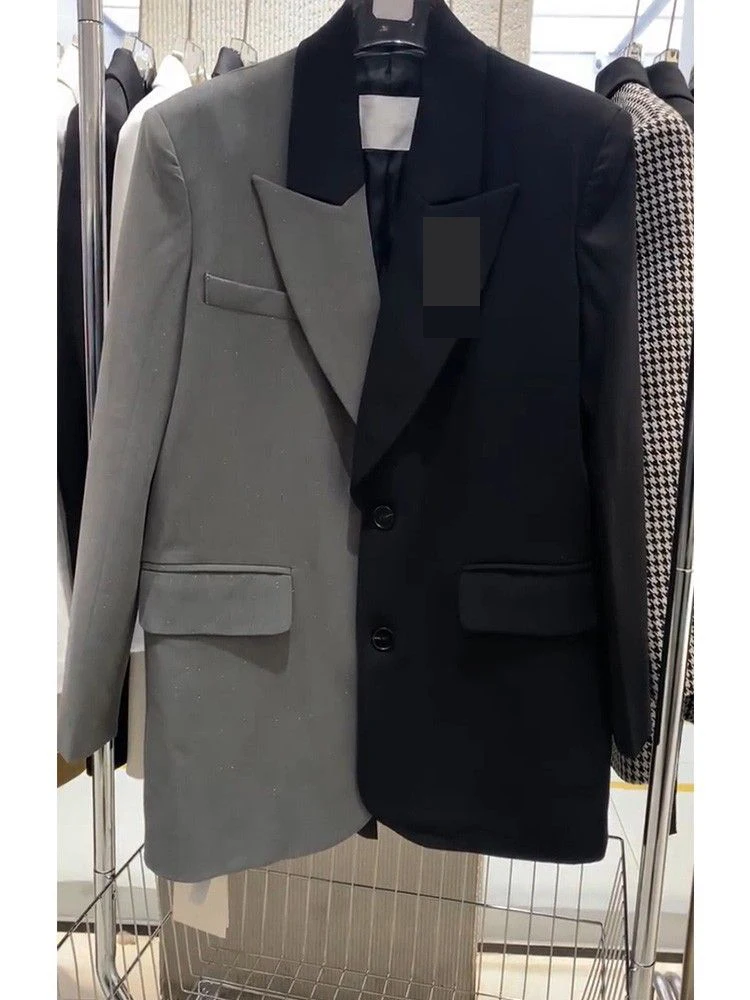 Suit niche design, high-end, explosive street casual black suit jacket, female spring and autumn  women blazer