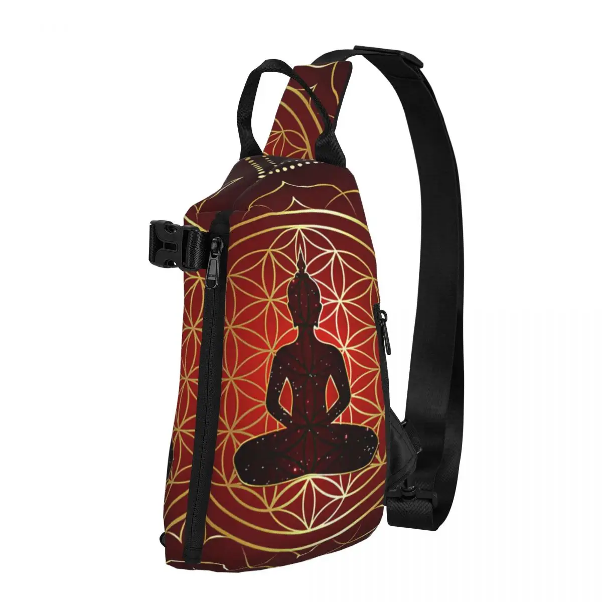 Buddha In Lotus Mandala Lotus Flower Shoulder Bags Chest Cross Chest Bag Diagonally Casual Messenger Bag Travel Handbag
