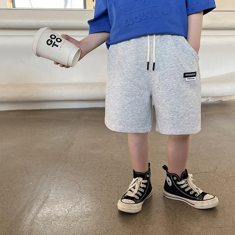 

Summer kids fashion 3 colors sports middle pants all-match shorts boys soft loose knee length sweatpants